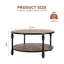 Table basse ronde pour le salon Table de centre rustique avec tablette de rangement Table basse circulaire en bois avec pieds robustes en métal