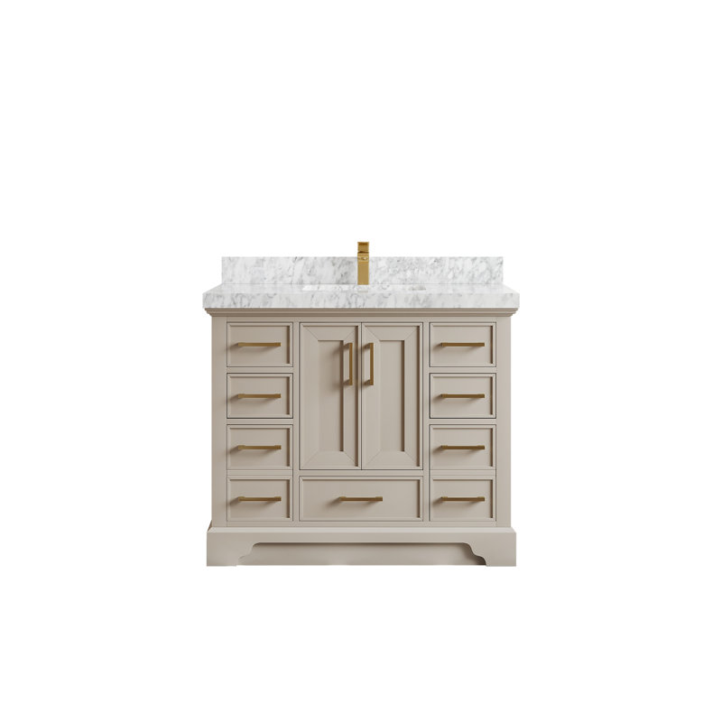 Meuble-lavabo simple 42 po avec plateau Charlotte, Marbre