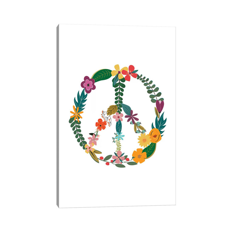 Paix - imprimé, H 12 po x l 8 po x P 0,75 po, Toile tendue, Pas de tapis