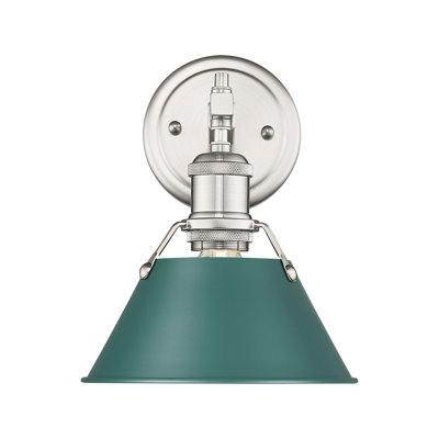 Orwell 1-Light Bath Vanity in Aged Brass with Pine Green
