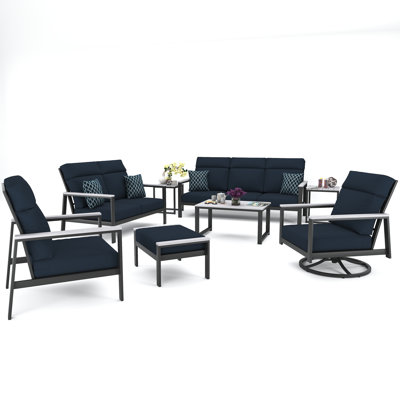 Ensemble de conversation pour 7 personnes avec coussins Sunbrella Chesler