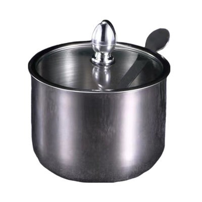 1/2/3Pcs Seasoning Jar Stainless Steel Sugar Container with Glass Lid And Spoon Kitchen Countertop Coffee Bar Sugar Bowl for Salt Spices Honey