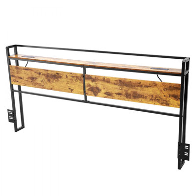 Headboard for Bed, Adjustable Height Headboard with 2 Shelves Storage, Freestanding Head Board with Charging Station and LED Light for Different Bed F by Ebern Designs