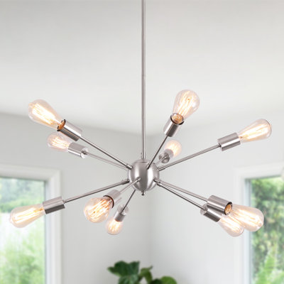 Carvey 10 Light Dimmable Sputnik Sphere Chandelier Modern Farmhouse Chandelier, Kitchen Light Fixtures Pendant