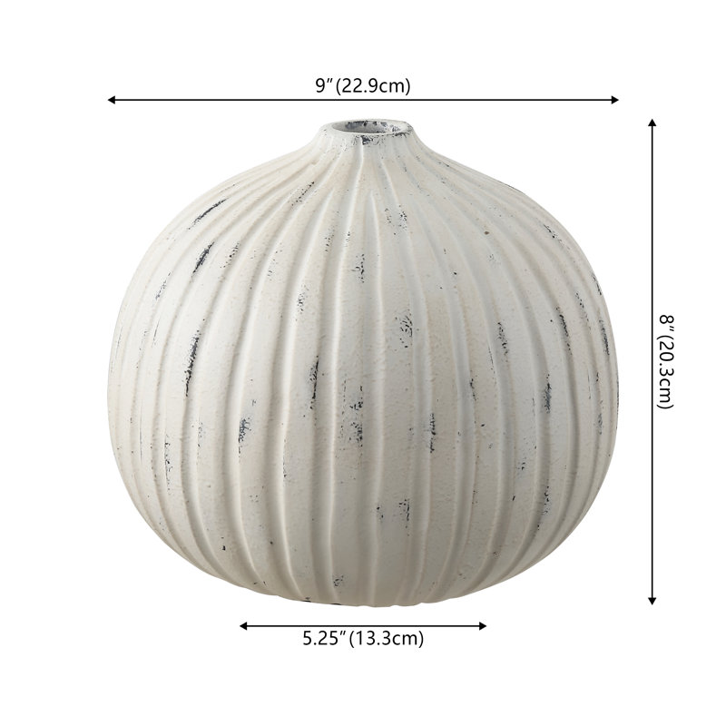 Nisi 8" Round Grooved, Resin Vase