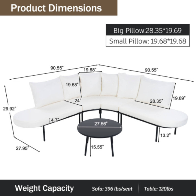 Ensemble de table basse pour 6 personnes, Beige
