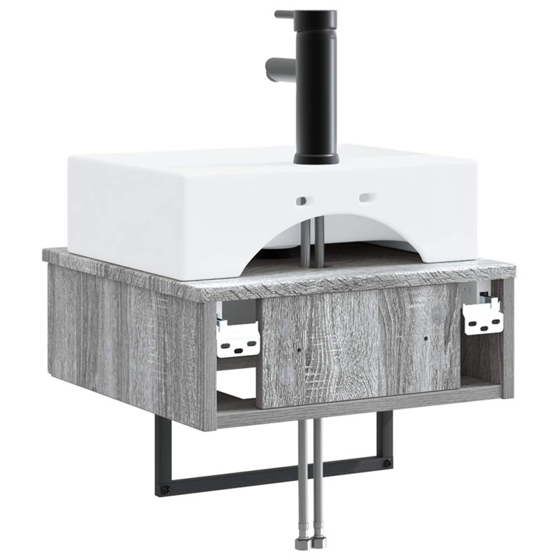 Single Bathroom Vanity with Ceramic Basin, Grey Sonoma