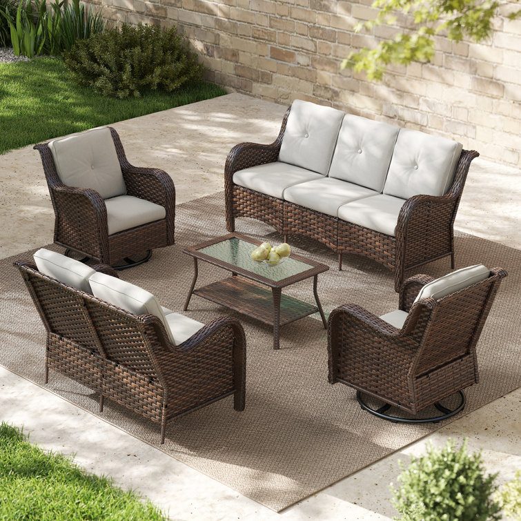 Guo 7 - Person Patio Conversation Sets with Cushions