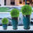 Aldan Set of 3 Blue Planters - 24", 21", 10" | Indoor/Outdoor Plastic w/ Drainage & Saucers, Porcelain-Look for Home & Porch-829037773