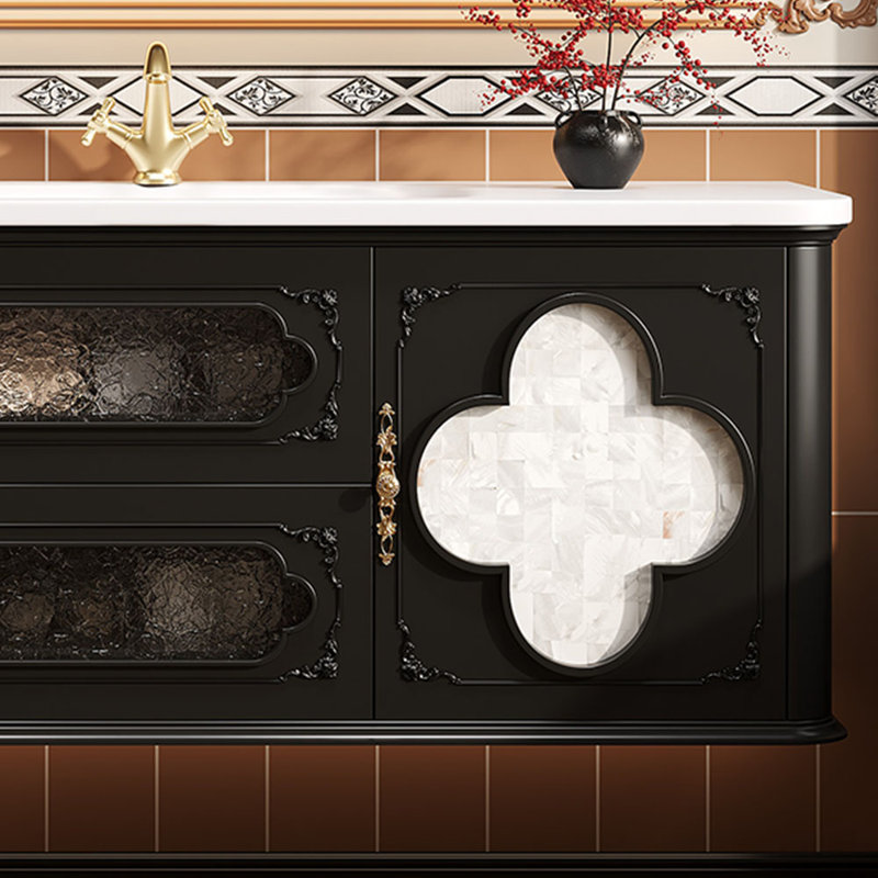 Armoire de salle de bain rétro française, H 21,6 po x l 51,1 po x P 21,6 po
