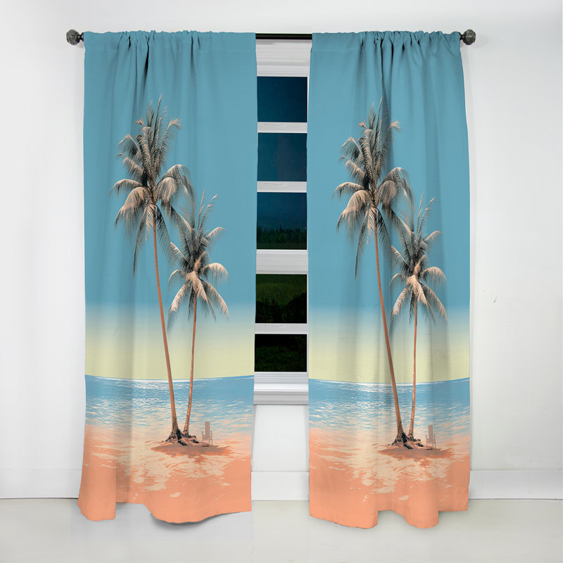 Caberfae - Palm Trees Floral Blackout Curtain - 1 Panels, L 52 po x L 120 po