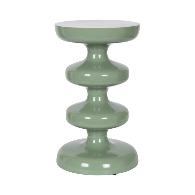 Fondi Modern Metal Round Side Table, Green