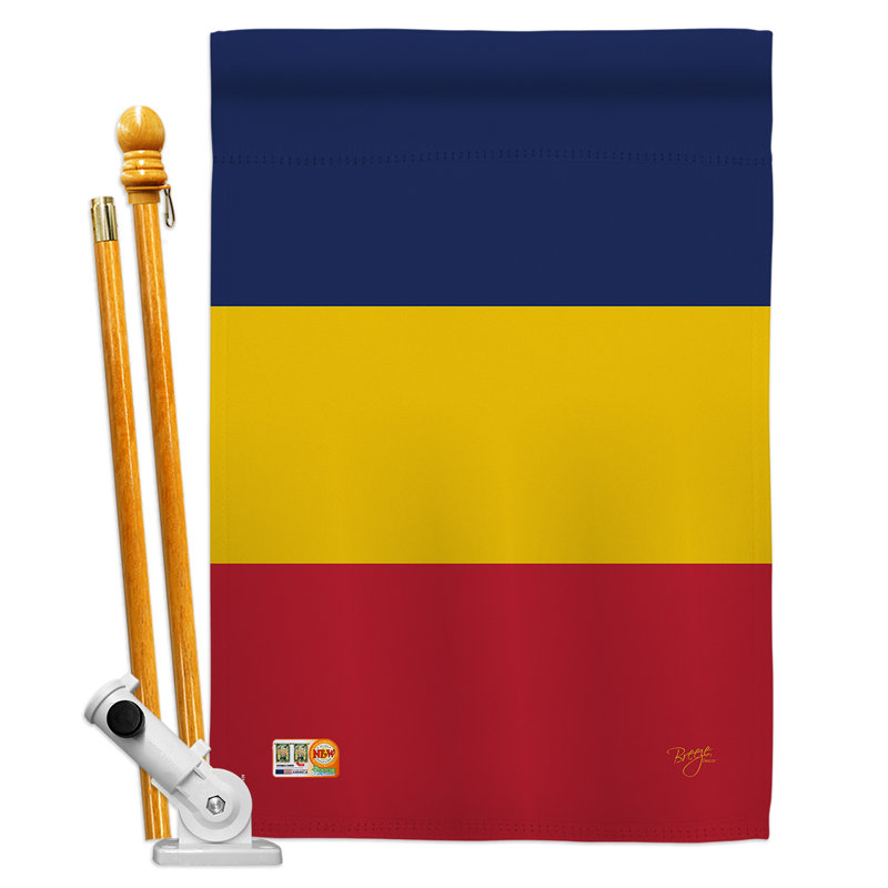 Drapeau du Tchad du monde de la nationalité et du polyester décoratif vertical à 2 faces 28 x 40 po Ensemble de drapeaux