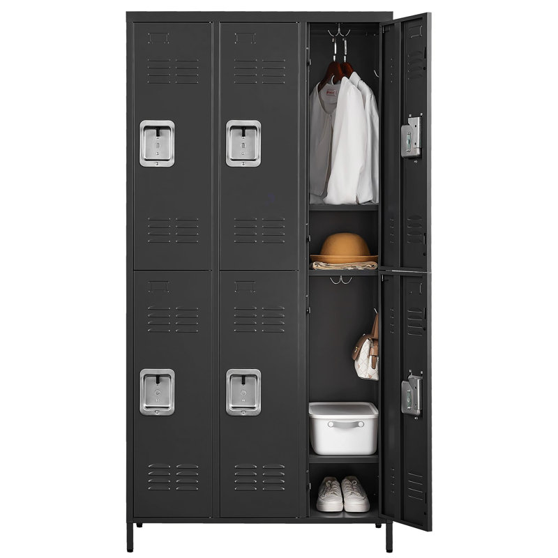 72"H Metal Locker for Employees – Heavy Duty Steel Storage Cabinet with Ventilated Doors for School Gym Garage Office (6 Door)