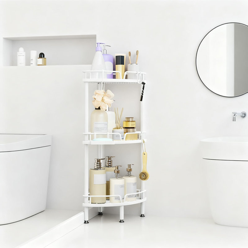 Support de douche de coin à 3 niveaux Consumest, Blanc