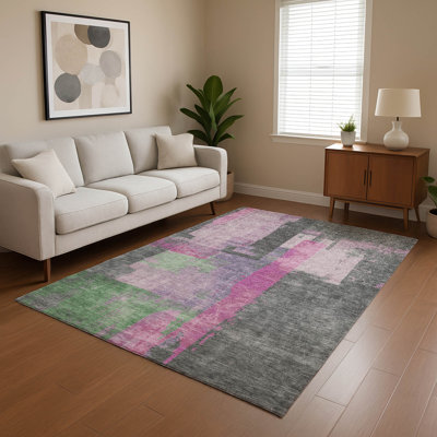 Premium Machine Washable Otte AMF1779 Blocks Rug