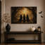 «Three Witches in Golden Autumn Forest Under Full Halloween», art mural-338050676
