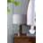 Gray and Silver Brushed Table Lamp with Mango Wood Base - 16"Dia. x 23" - Gray, Silver