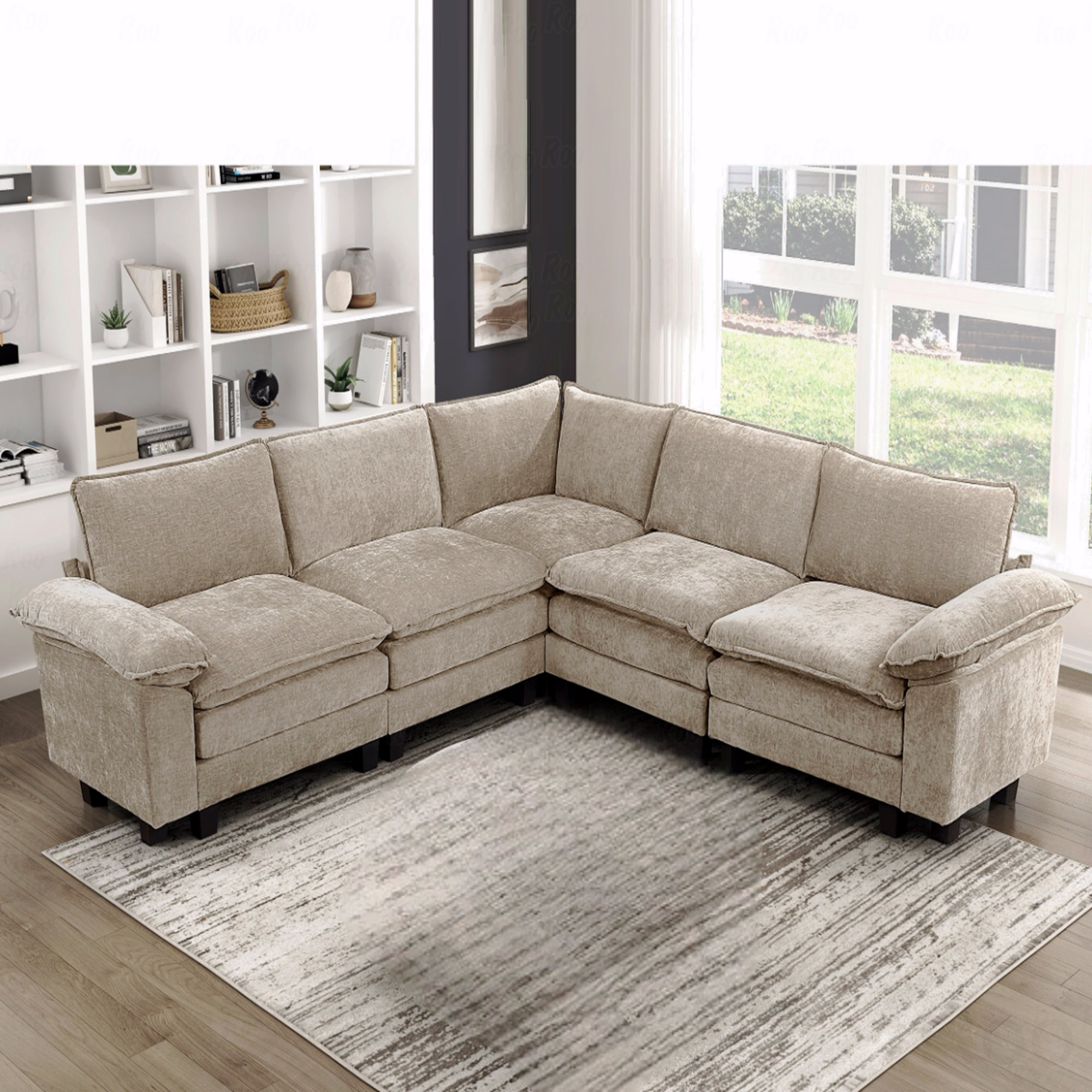 Latitude Run® Basic Sectional Sofa, Modern Contemporary 5-Piece Modular ...
