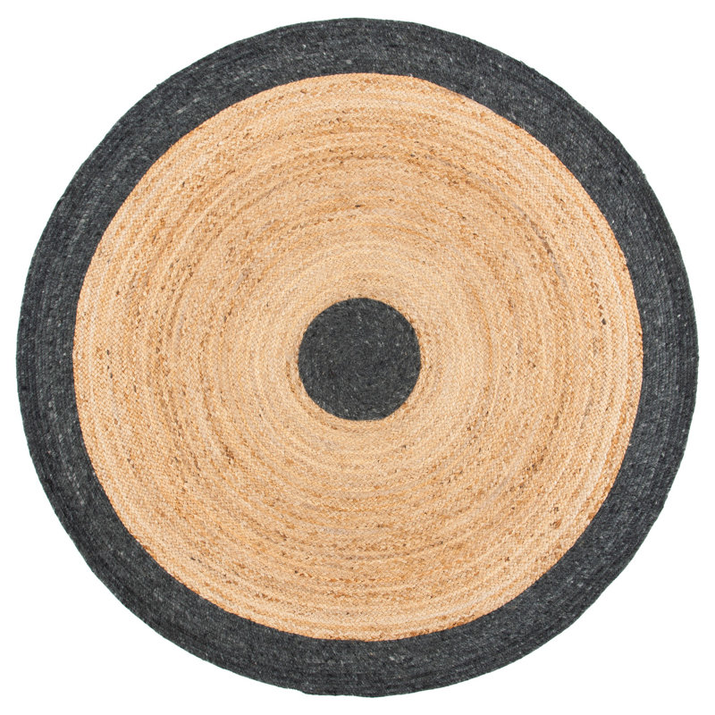 Nowell Hand Woven Jute/Wool/Cotton Rug in Gold, Round 6'