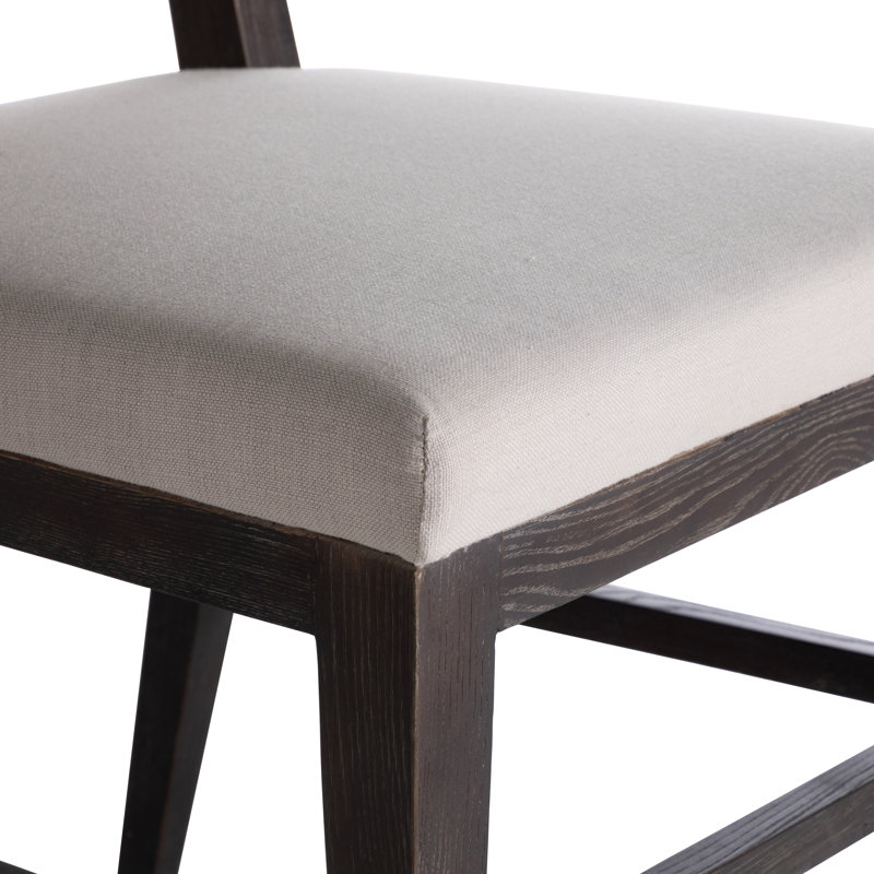 Josy Fabric King Louis Back Side Chair in Cerused Ash/Ivory Beige