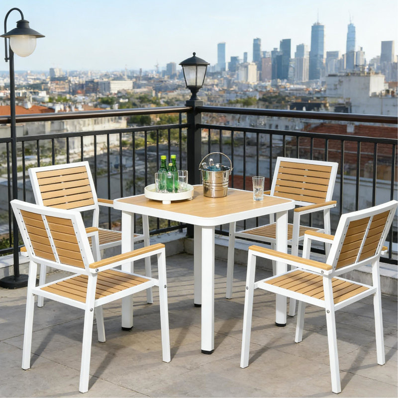 5 pièces pour l'extérieur avec aspect bois, imperméable, cadres en aluminium, trou de parapluie 1,6 po, pour matériau, porche approprié