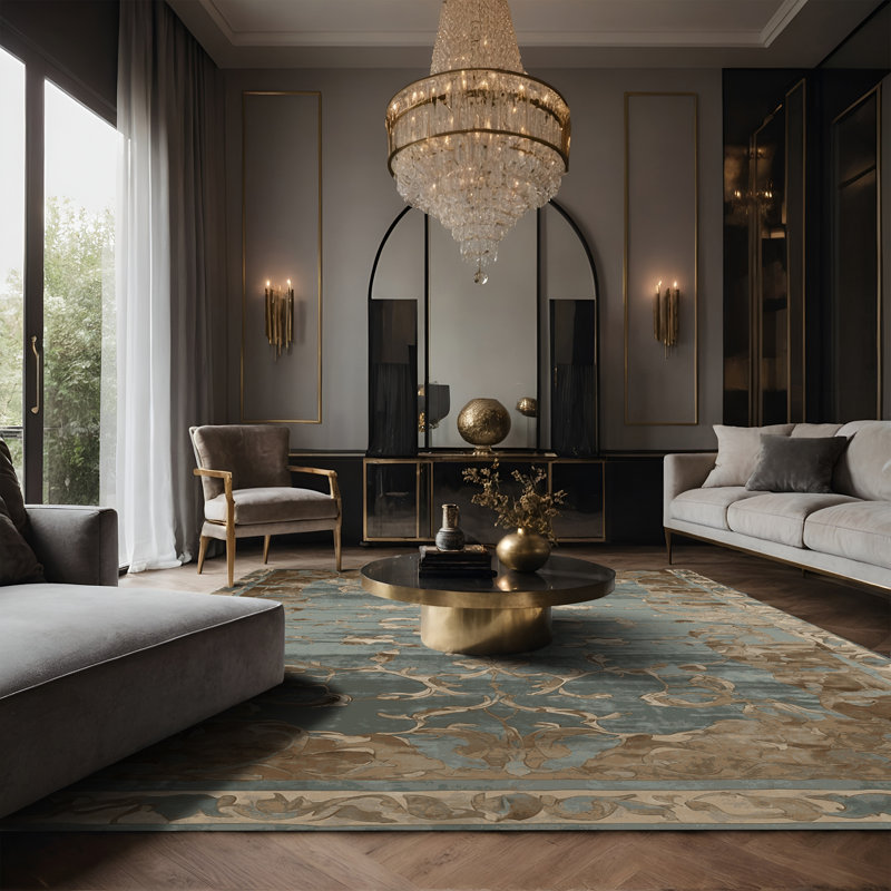 Tapis gris soyeux et moelleux, Rectangle 7 pi x 9 pi