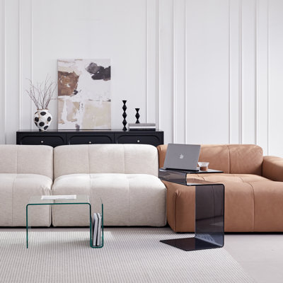 Glass Nightstand,side Table,s-shaped End Table For Living Room,bedside Table For Bedroom