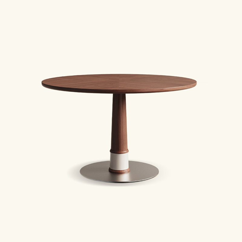 Walnut Round Solid Wood Dining table, 29.53”H x 43.31”L x 43.31”W