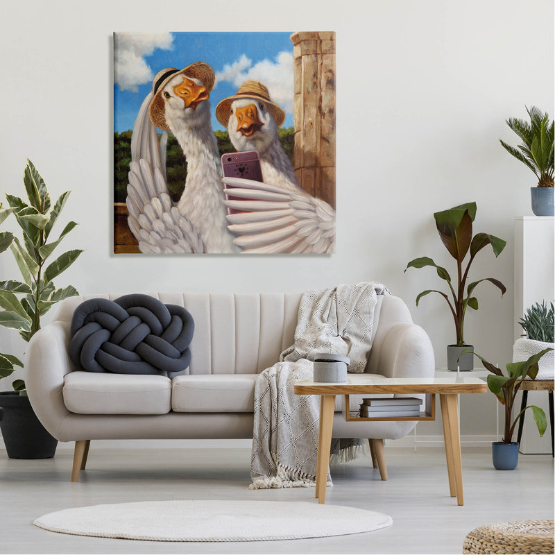 "Goose Friends", art mural sur toile par Lucia Heffernan, H 36 po x l 36 po x P 1,5 po