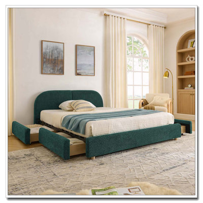 Tête de lit courbée de style moderne et minimaliste avec pieds incurvés et pieds robustes