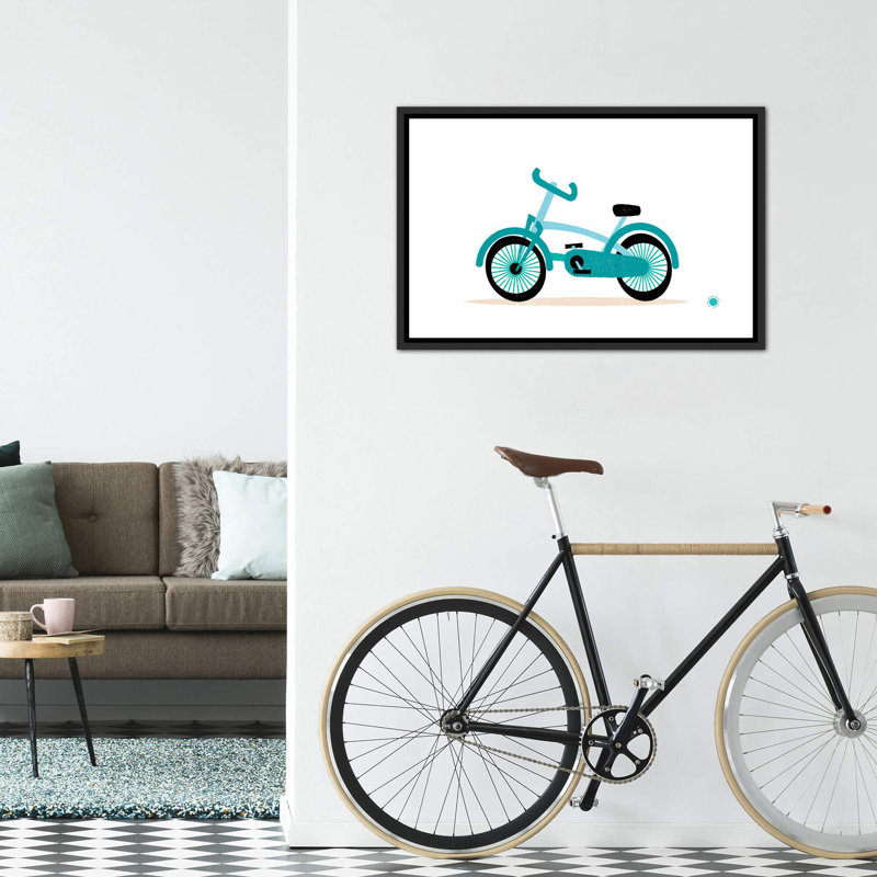 Vélo - imprimé, H 26 po x l 40 po x 1,5 po, Toile avec cadre noir patiné, Pas de tapis