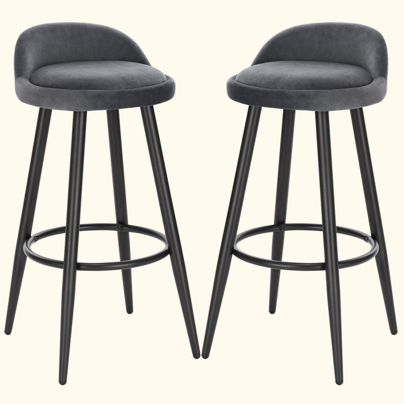 Aaser Upholstered Counter Stool with Metal Frame, Grey