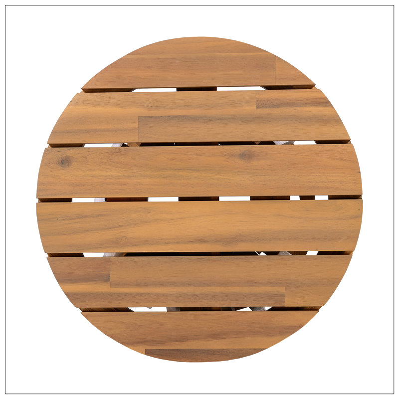 Table d'appoint d'extérieur en bois d'acacia - ronde - teck clair - pour cour arrière / balcon, Teck clair