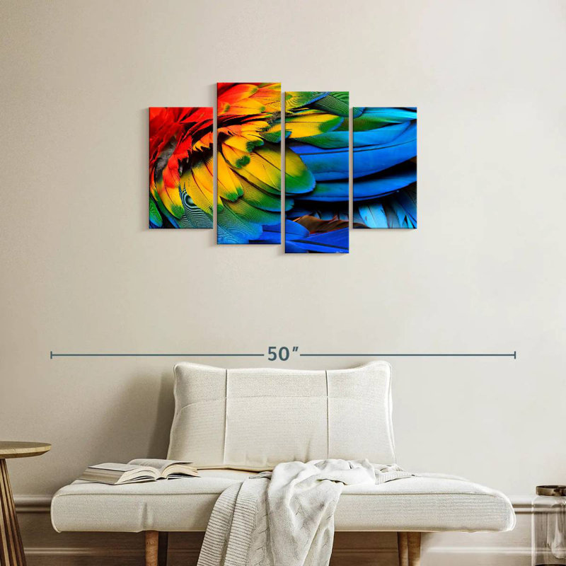 Brampt Rainbow Feathered Macaw, 22" H x 36" W