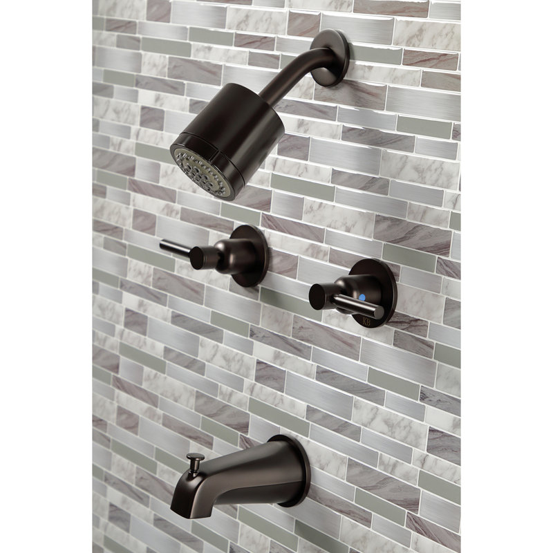 Kingston Brass Concord Double-Handle Tub and Shower Faucet, Oil Rubbed Bronze