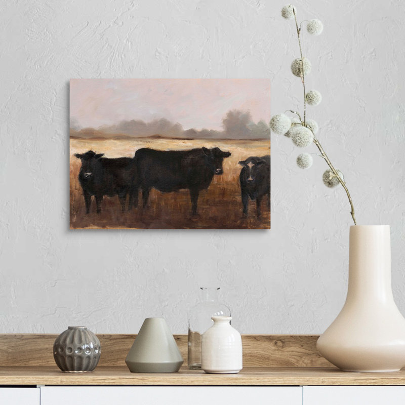 «Black Cows I», art mural sur toile, H 12 po x l 16 po x P 1 po, Toile tendue