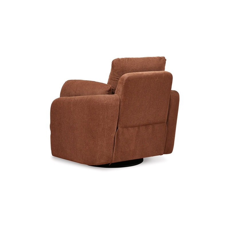 Meso Swivel Manual Glider Recliner Chair, Ivory Nuvella Polyester, Spice Orange