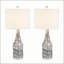 Ensemble de 2 lampes de table en verre de 29 po à intensité variable à 3 voies avec corps fileté coloré et base en cristal pour la chambre à coucher, le salon et le bureau