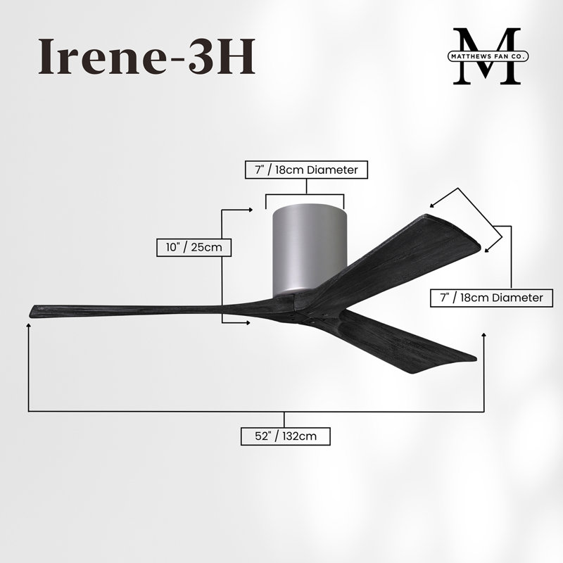 Irene Ceiling Fan, Brushed Nickel, 52", Matte Black