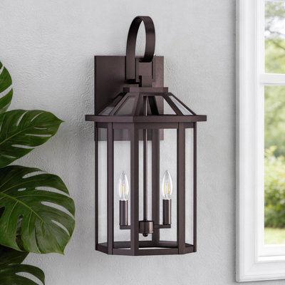 Applique murale d'extérieur en fer 26,3 po H bronze huilé avec crépuscule