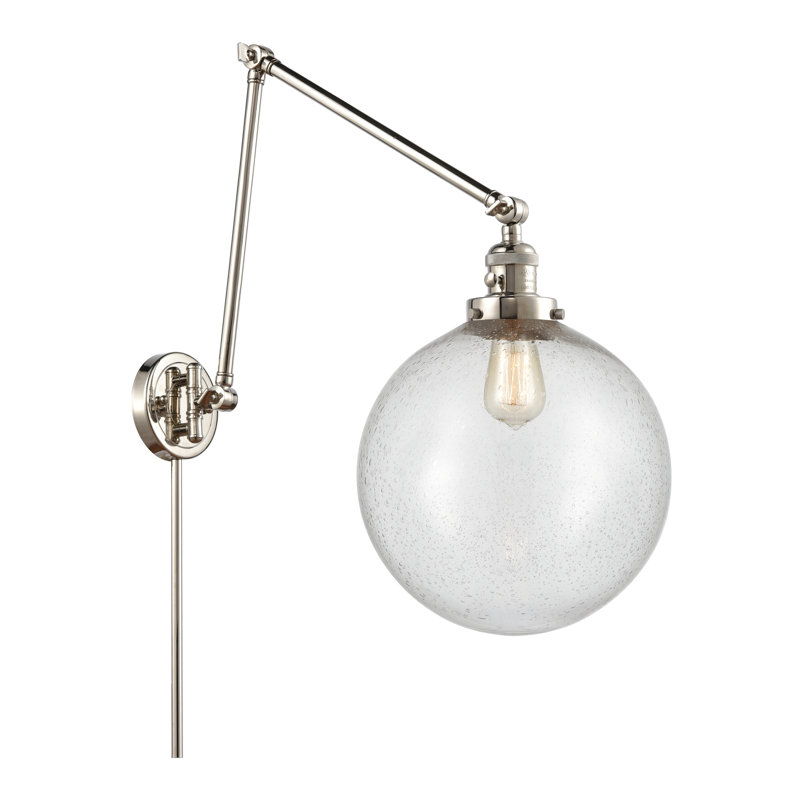 Bras pivotant à intensité variable à 1 lumière Maxwell, Grainé, Nickel poli, H 34 po x l 12 po x P 34 po