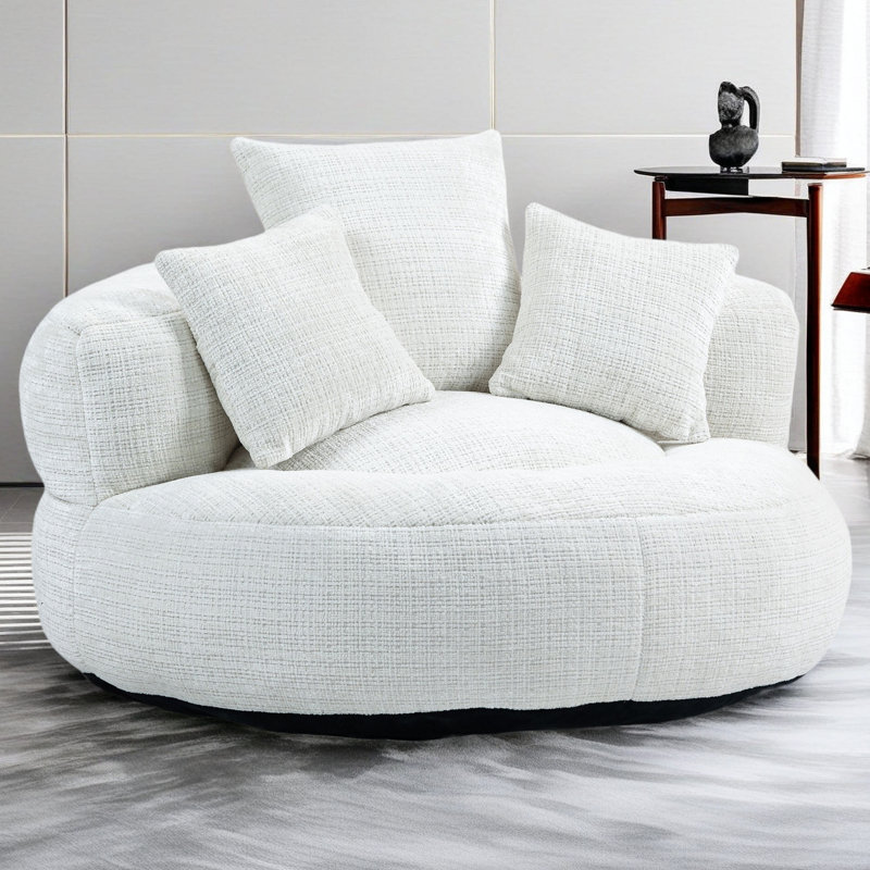 Fauteuil à billes à dossier haut avec dossier confortable Lazy Sofa, Chenille beige