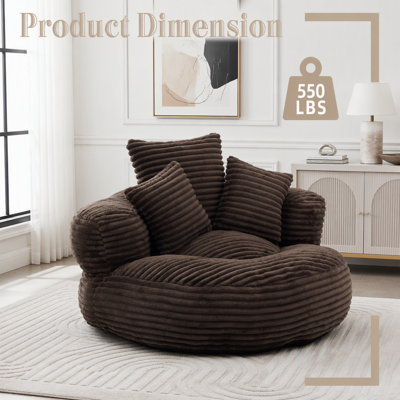 Pouf individuel avec 3 coussins et accoudoirs
