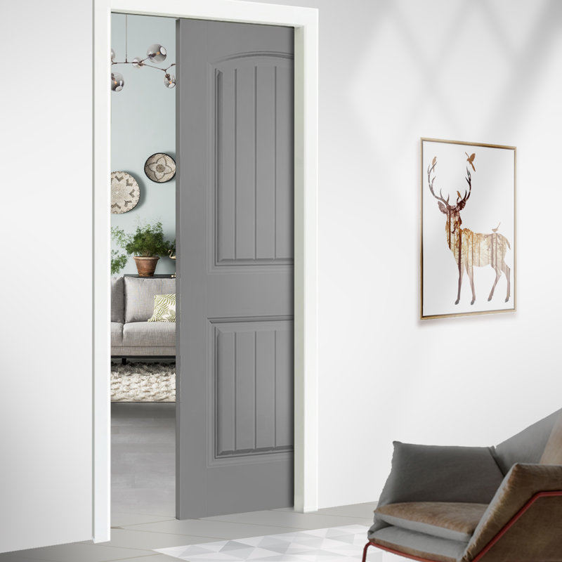 Portes de placard coulissantes à panneaux, l 30 po x H 80 po, Gris clair