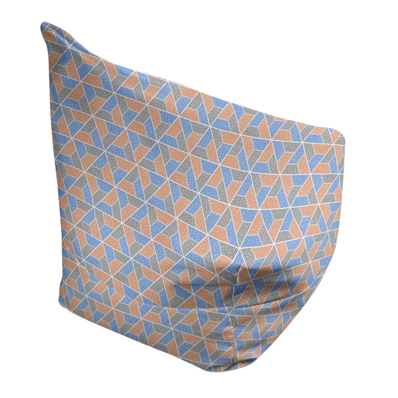 Fauteuil à billes Leffel, Pouf fauteuil, H 27 po x L 30 po x P 25 po, Bleu ardoise/saumon foncé/gris mat