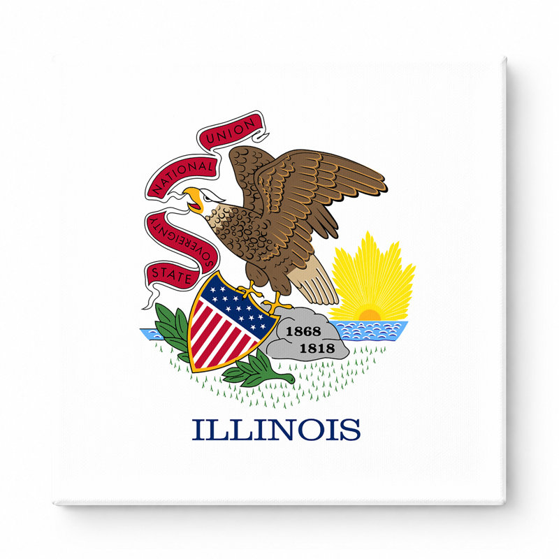 «Illinois State Flag», art mural sur toile carrée, 16" W x 16" H