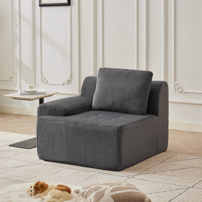 Modular Sectional Sofa, 1 Seat Deep Seat Couch With 1 Pillow, Comfy Cloud Sectional Sofa For Living Room, Left