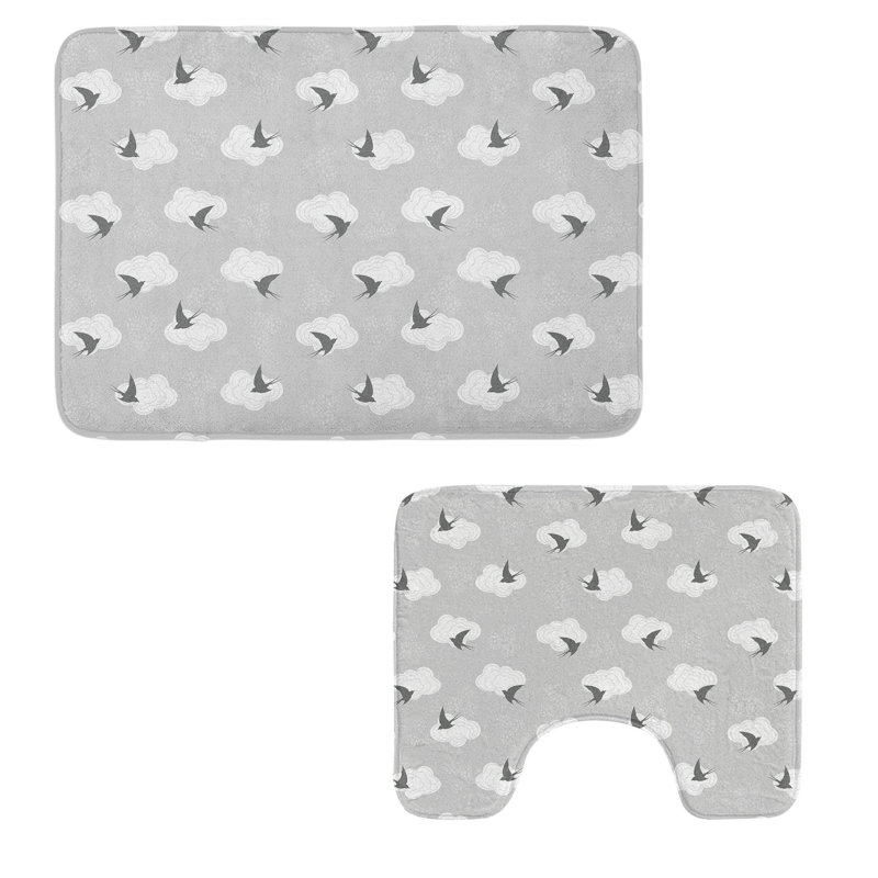  Ensemble de tapis de salle de bain gris 2 pièces