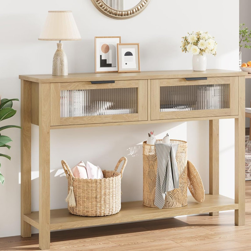 Davaya 43.3'' Console Table, Oak Wood